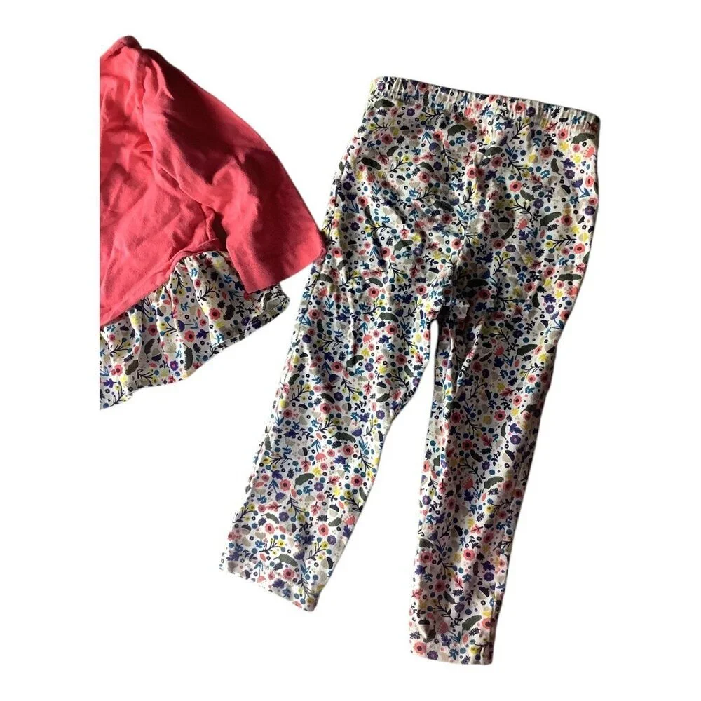Carter's Outfit 2 pc Baby Girl 18M Ruffled Top &‎ Floral Leggings Multicolor